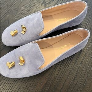 Stuart Weitzman Purple Flats with Gold Details